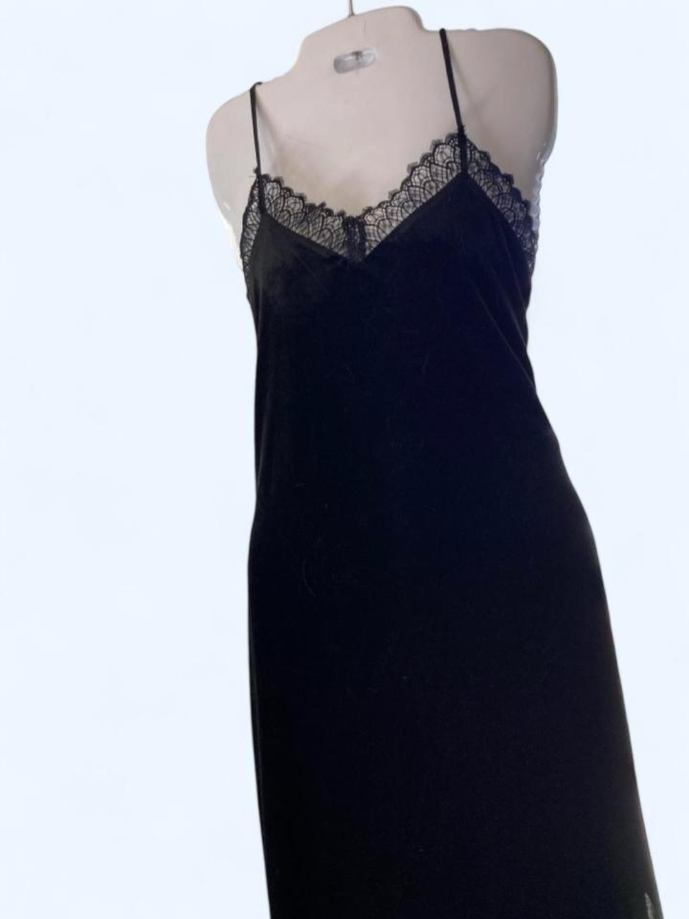 Express Black velvet slip dress with lace trim #slip M